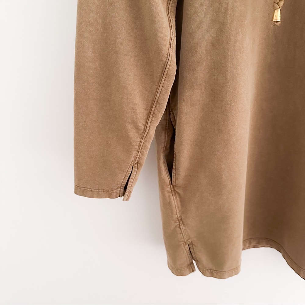 L*Space Daphne Sweatshirt Dress in Moss Tan Cotton Funnel Neck Tunic Size Large - Picture 6 of 8